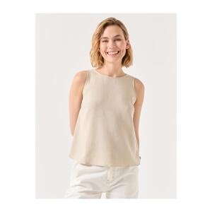 Jimmy Key Stone Crew Neck Sleeveless Linen Blouse