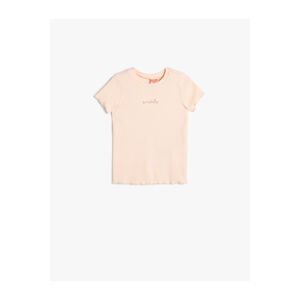 Koton T-Shirt Short Sleeve Camisole Crew Neck Embroidered
