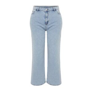 Trendyol Curve Blue High Waist Straight Fit Jeans