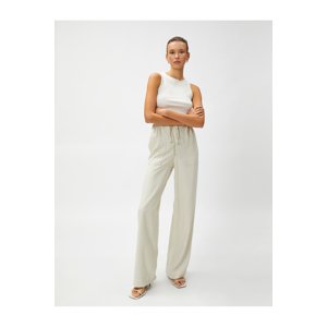 Koton Silky Textured Comfort Trousers Tie Waist Pocket