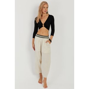 Cool & Sexy Women Ecru Pocket Baggy Trousers OM1203