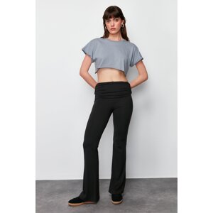 Trendyol Black Soft Fabric Waist Detailed Flare / Flare Leg Trousers