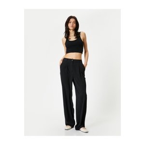 Koton Wide Leg Trousers Normal Waist Pocket Detailed