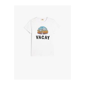 Koton T-Shirt Summer Theme Short Sleeve Crew Neck Cotton