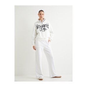 Koton Half-Zip Sweatshirt College Themed Printed Comfort Fit