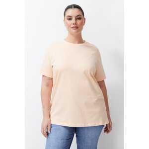 Trendyol Curve Pink Slit And Gathered Detail Boyfriend Knitted T-shirt