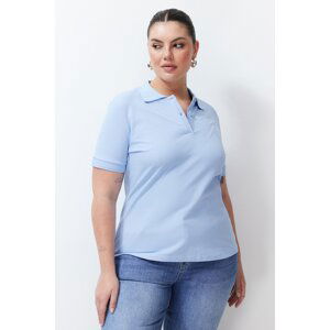 Trendyol Curve Light Blue Polo Neck T-shirt