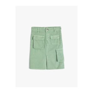 Koton Cargo Denim Skirt Covered Pocket Detail Cotton