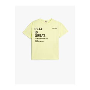 Koton T-Shirt Motto Printed Short Sleeve Crew Neck Cotton