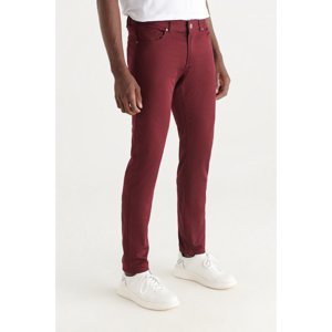 Avva Men's Claret Red 5 Pocket Slim Fit Slim Fit Trousers