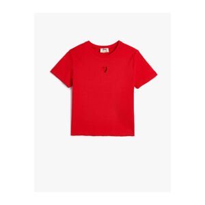 Koton T-Shirt Short Sleeve Crew Neck Heart Window Detailed Camisole