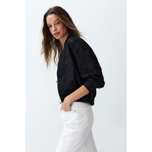 Trendyol Black Embroidery Thin Bomber Jacket