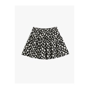 Koton Floral Mini Skirt with Elastic Waist and Frill Trim