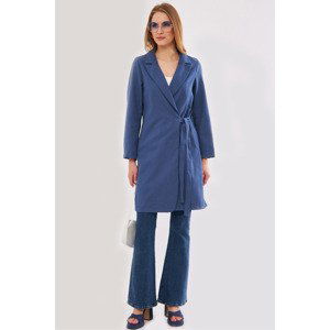 armonika Women's Dark Blue Tie Long Coat