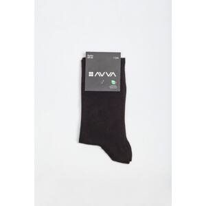 Avva Men's Black Straight Crewneck Socks