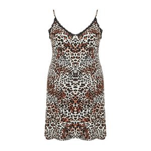 Trendyol Curve Multi Color Leopard Pattern Lace Knitted Nightgown