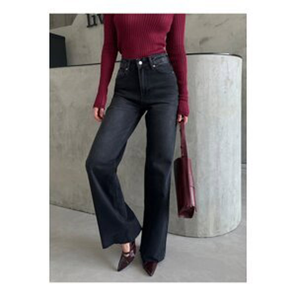 Laluvia Black Shaded Wide Leg Jeans