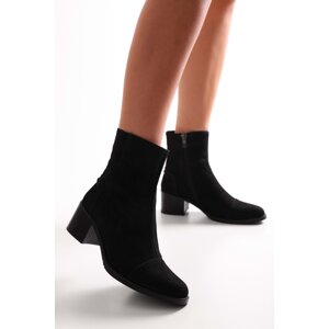 Shoeberry Women's Kanie Black Genuine Suede Leather Boots Black Genuine Suede Leather