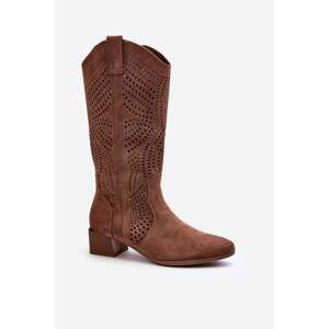 Brown openwork low-heeled shoes Walea