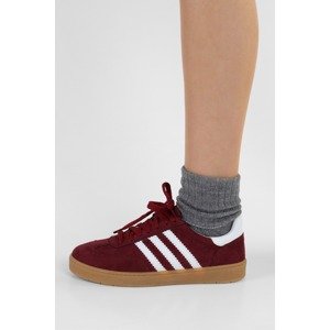 Shoeberry Women's Gazellyn Burgundy-White Striped Flat Sneakers