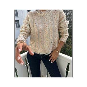 Laluvia Gold Foil Print Ripped Detailed Sweater