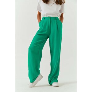 Laluvia Green Linen Palazzo Trousers