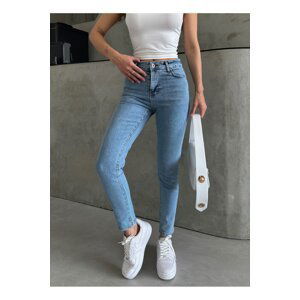 Laluvia Light Blue Snow Washed Lycra Mom Jeans