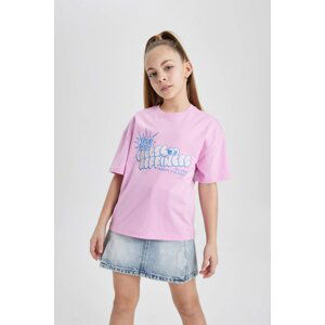 DEFACTO Girl Relax Fit Slogan Printed Short Sleeve T-Shirt