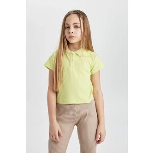 DEFACTO Girl Slim Fit Polo Neck Basic Ribbed Camisole Polo T-Shirt