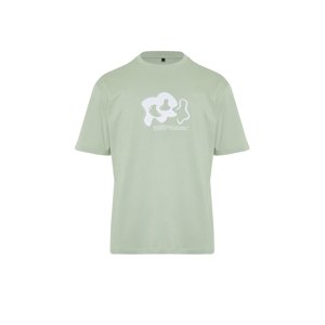 Trendyol Mint Relaxed 100% Cotton T-shirt with Reflector Print