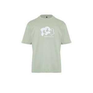 Trendyol Mint Relaxed 100% Cotton T-shirt with Reflector Print