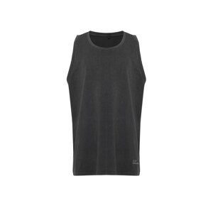 Trendyol Anthracite Oversize/Wide-Fit 100% Cotton Sleeveless T-shirt/Vest with Weathered Faded Effect Label