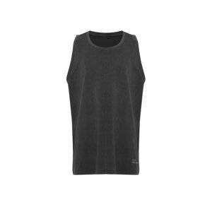 Trendyol Anthracite Oversize/Wide-Fit 100% Cotton Sleeveless T-shirt/Vest with Weathered Faded Effect Label