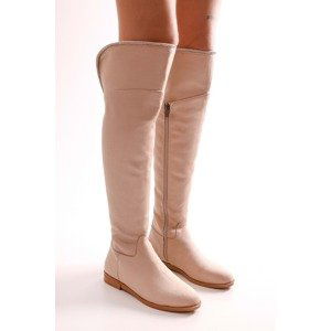 Shoeberry Women's Toon Beige Suede Boots Beige Suede