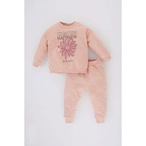 DEFACTO Baby Girl Floral Sweatshirt Sweatpants 2 Piece Set