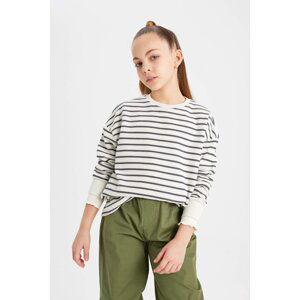 DEFACTO Girl Relax Fit Crew Neck Striped Sweatshirt