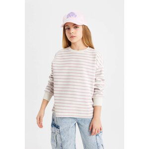 DEFACTO Girl Relax Fit Crew Neck Striped Sweatshirt