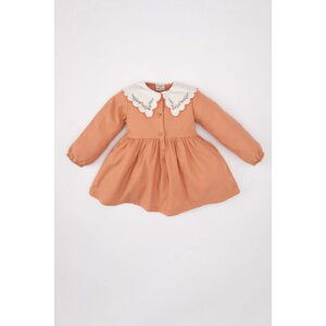 DEFACTO Baby Girl Floral Long Sleeve Twill Dress