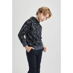 DEFACTO Boy Oversize Fit Hooded Patterned Sweatshirt