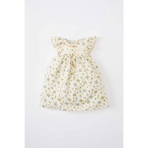 DEFACTO Baby Girl Floral Short Sleeve Twill Dress