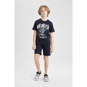 DEFACTO Boy Printed Short Sleeve T-Shirt Shorts 2 Piece Set