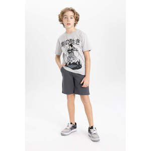 DEFACTO Boy Printed Short Sleeve T-Shirt Shorts 2 Piece Set