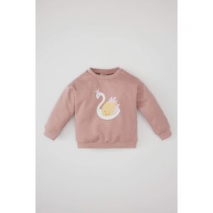 DEFACTO Baby Girl Crew Neck Swan Printed Sweatshirt