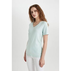 DEFACTO Slim Fit V-Neck Ribana Short Sleeve T-Shirt