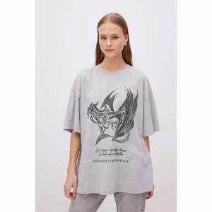 DEFACTO Unisex Oversize Fit Crew Neck Back Printed T-Shirt