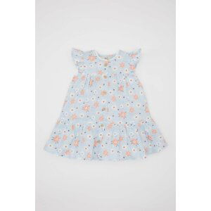 DEFACTO Regular Fit Flower Short Sleeve Woven Dress