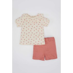 DEFACTO Baby Girl Floral Crinkle Blouse Shorts 2 Piece Set