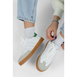 Shoeberry Women's Campues White-Green Flat Sneakers