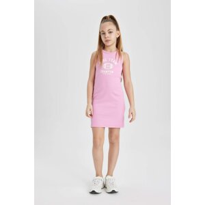 DEFACTO Girl Printed Ribbed Camisole Dress