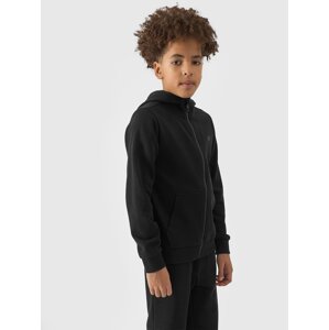 Boys' Sweatshirt Zipped Up Hoodie 4F - Black